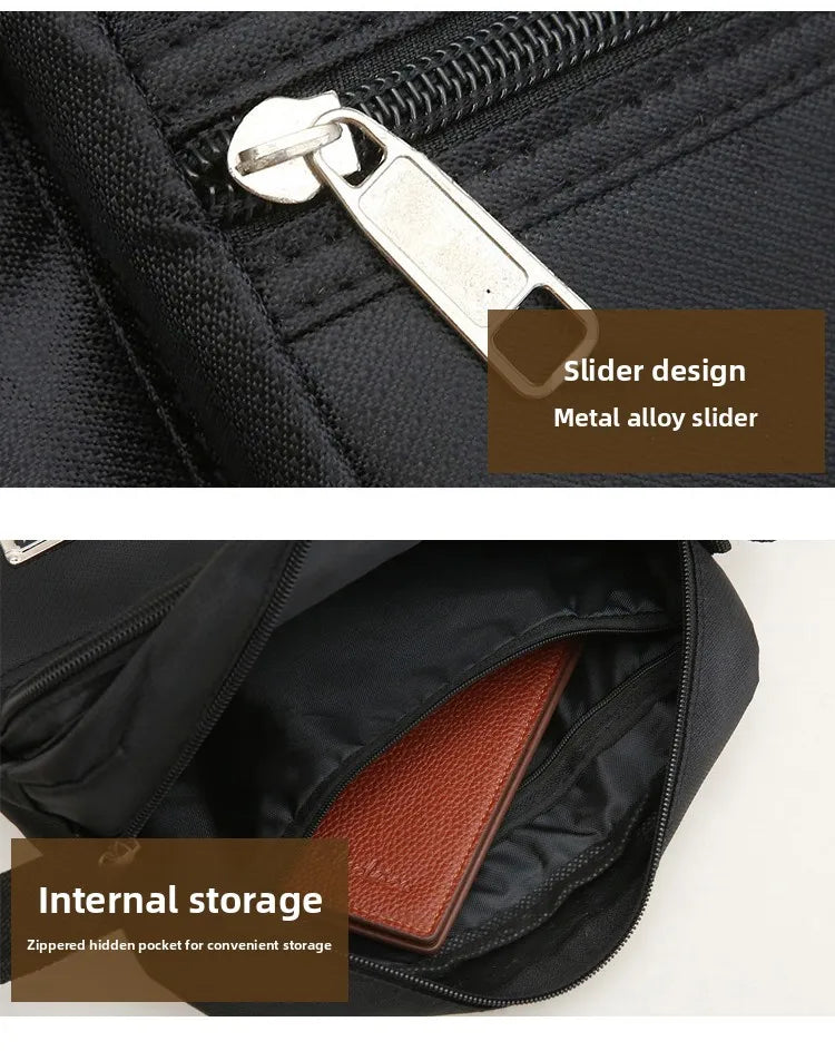 Casual Unisex Crossbody Bag Large Capacity Multi-layer Business Handling Bag Soft Nylon Material Zipper Closure Leisure Trave...