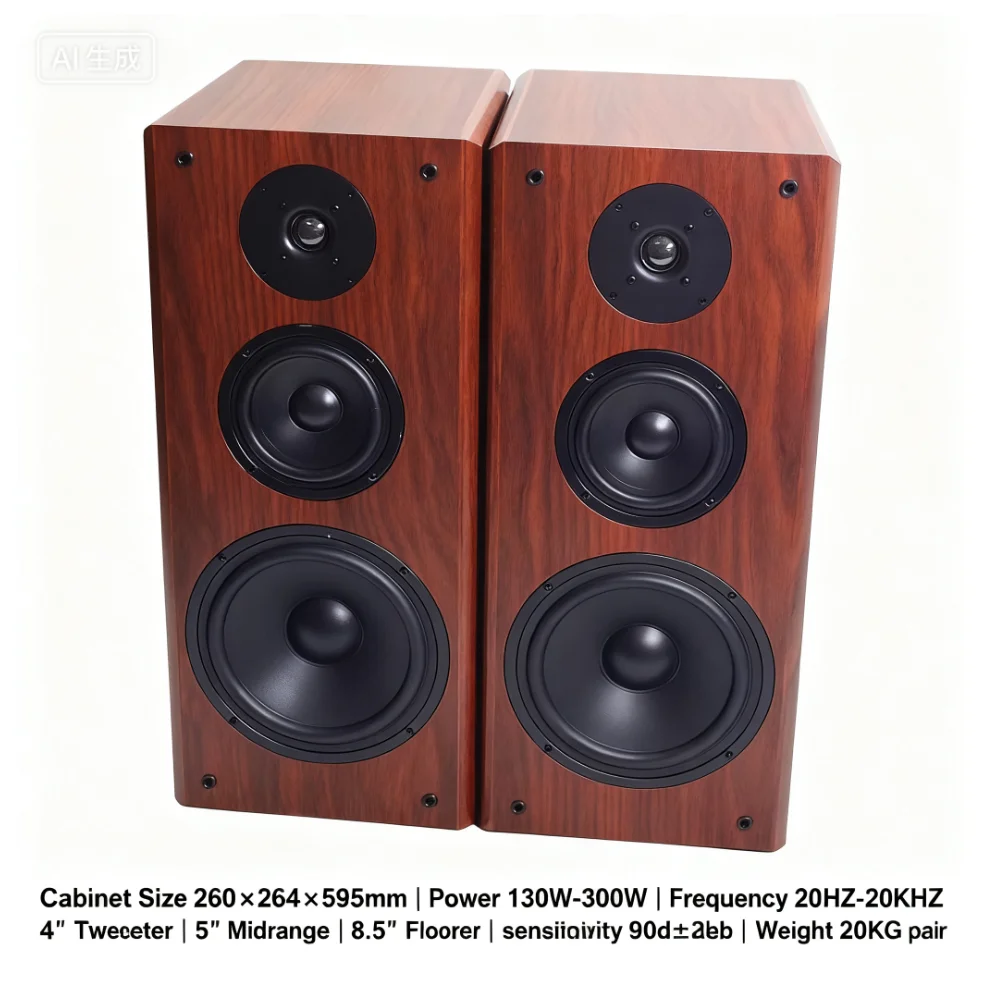 130W-300W Bookshelf Speaker 8 Inch Three-Way Passive Sound Box 8ohm Wooden Loud Speakers HiFi Front Audio For Home Theater DJ