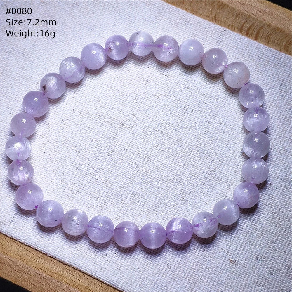 Natural Purple Kunzite Clear Round Beads Bracelet Jewelry Women Men Colorful Kunzite Bracelet Cat Eye Women Men AAAAAA