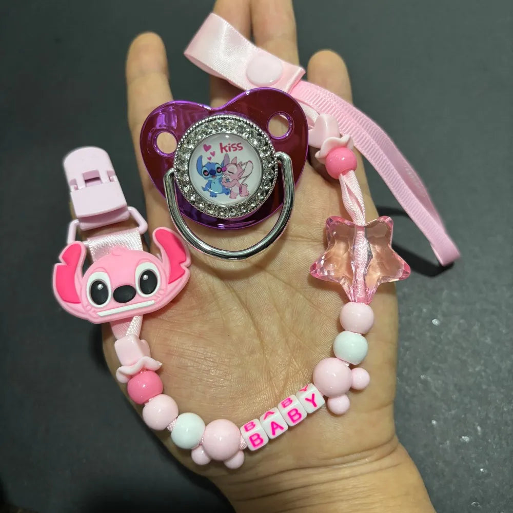 Baby pacifier (with dust cover) & cute anime print Newborn pacifier holder Baby gift for newborns Boys/Girls baby party gift
