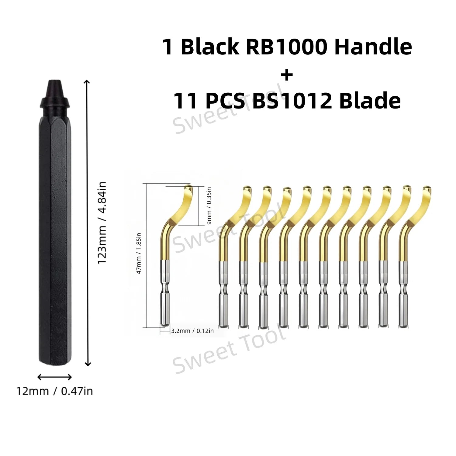 Deburring Tool Set RB1000 Black Metal Handle with 1/10/11 Swivel Blades for Metal PVC Plumbing 3D Printing Plastic Copper Resin