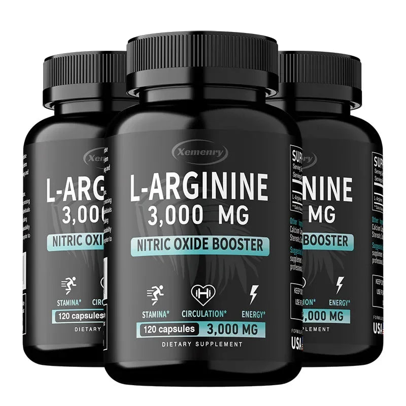 L-Arginine 3000mg - Contains Amino Acids, Supports Blood Flow and Heart Function, Promotes Muscle Growth, Boosts Energy