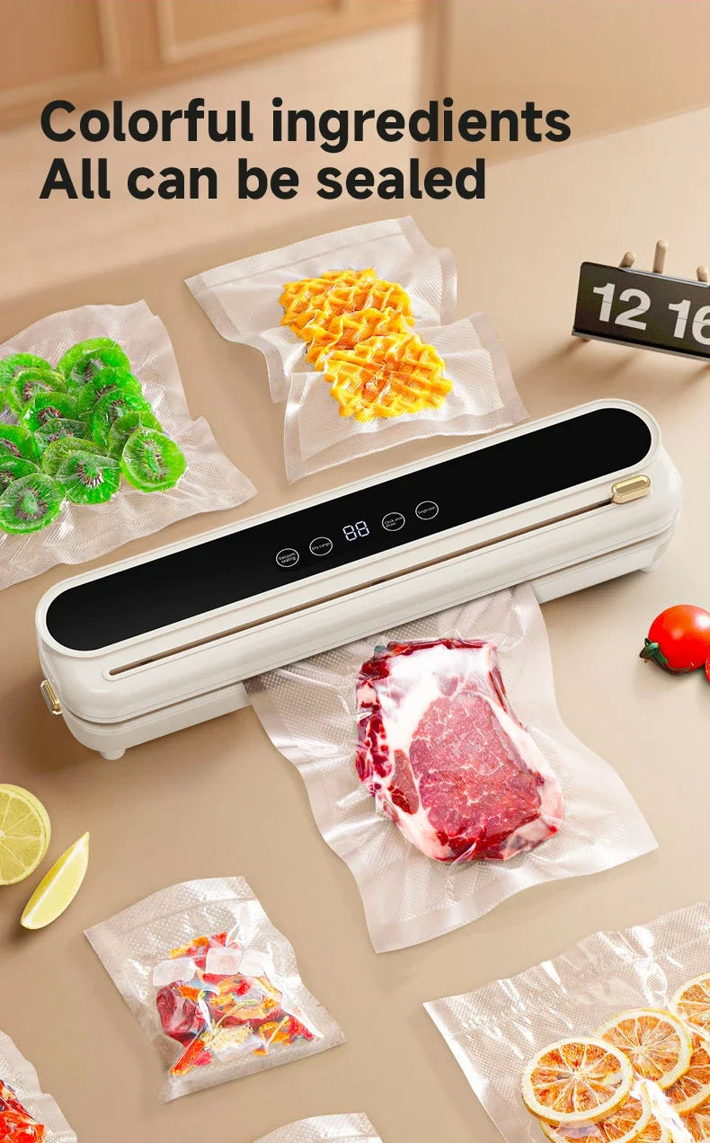 Electric Vacuum Sealer Food Storage Seal Touch Button Dry/Wet Built-in Cutter Kitchen Food Sealing Vacuum packaging machine