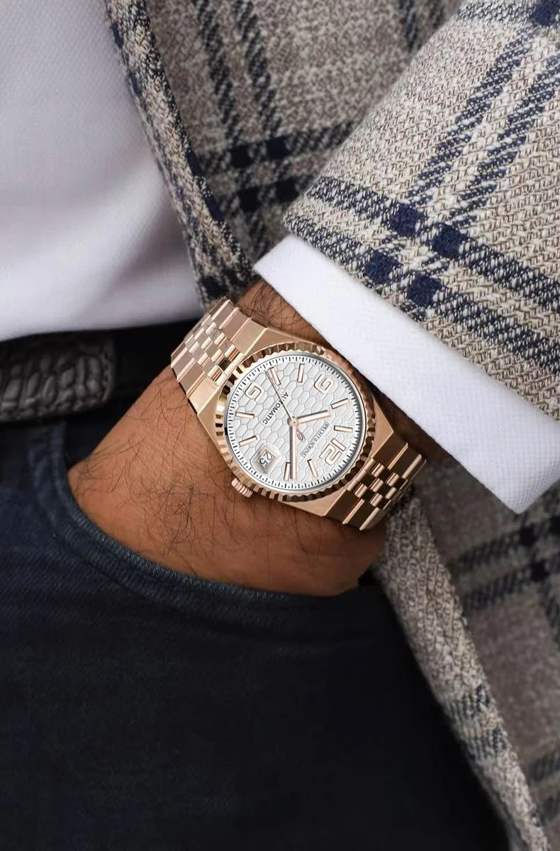 New Specht & Söhne Men's Watches Japan 8215 Automatic Mechanical Watch Rose Gold Stainless Steel Sapphire Crystal Waterproof