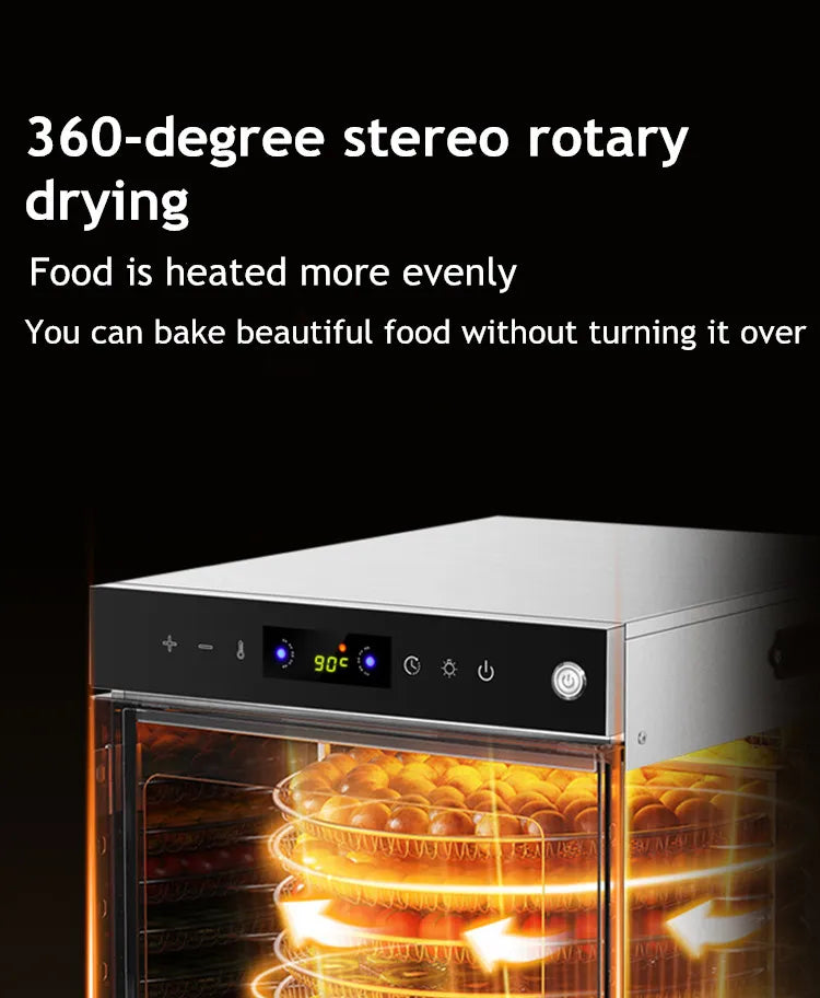 10/12/16 Tier Rotary Food Dehydrator Smart Commercial & Home Dryer for Fruit, Veg, Meat, Snacks, Herbs