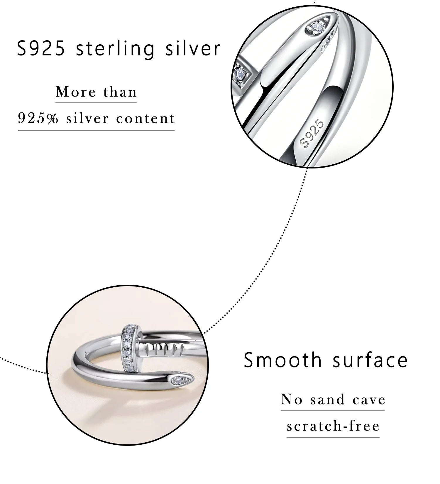 0.06CTW Moissanite Ring S925 Sterling Silver Stackable Finger Ring for Women Jewelry