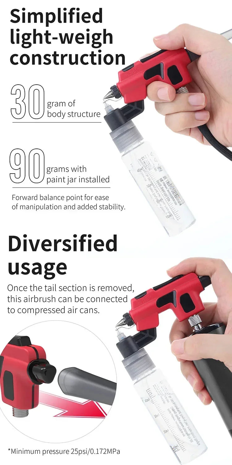 PT-AB Wash-Free Airbrush with Marker Rack for Scale Model Painting Quick Color Change Hobbyist DIY Craft Tools