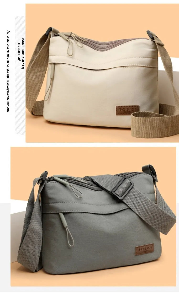 Large Capacity Nylon Bag Women's Casual Style Crossbody Shoulder Bag Portable Fashionable Single Strap Small Square Bag