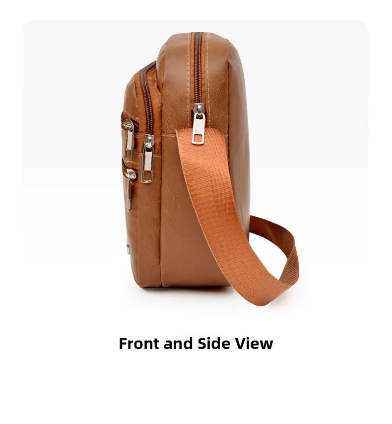 Simplified Soft Leather Crossbody Bag Fashionable Single Shoulder Bag Men's New Model Outdoor Travel Large Capacity Backpack