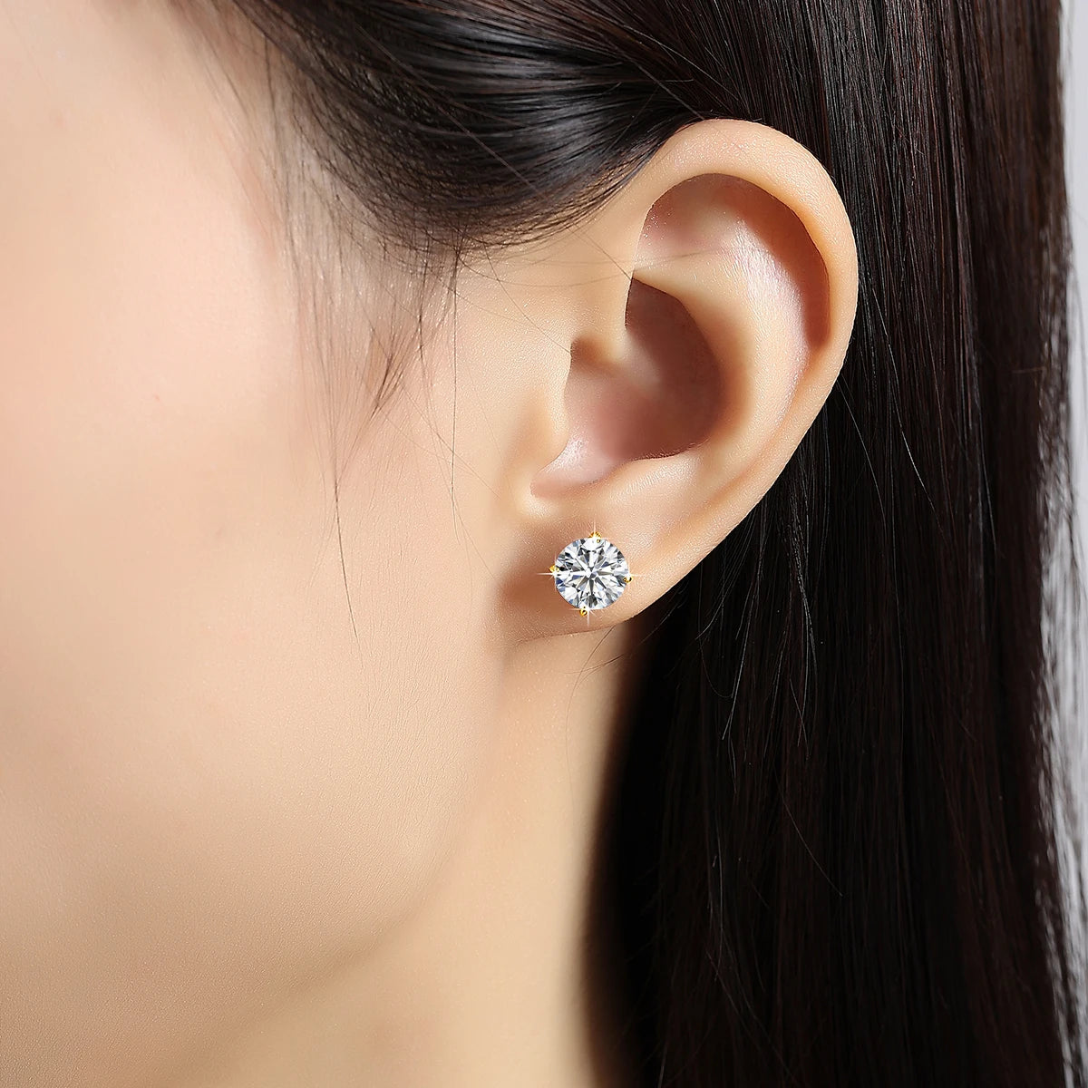 Solid 14K Gold Filled 4 Prong D Color Moissanite Stud Earrings for Women Wedding Diamond Ear Studs Fine Jewelry Birthday Gift