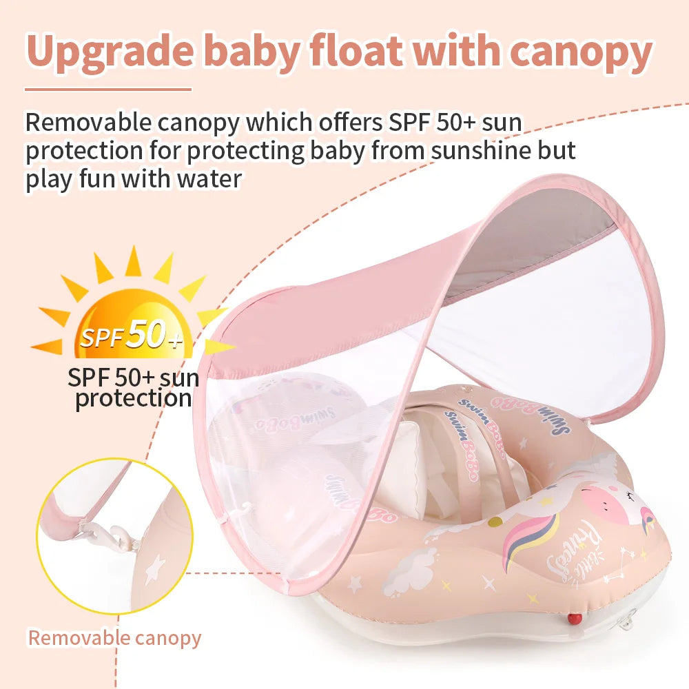 Swimbobo Baby Swimming Float With Canopy Inflatable Infant Floating Ring Kids Swim Pool Accessories Circle Bathing Summer Toys