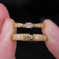 Handcrafted Designer Antique-Style Textured 18K/14K/9K Gold Couple Rings, Timeless Luxury Wedding/Engagement Bands