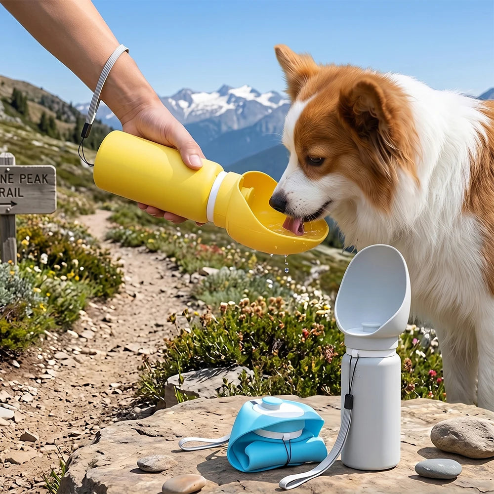 550ml Portable Silicone Pet Water Bottle Outdoor Travel Foldable Leak Proof Dog Water Bottle Cat Water Bottle