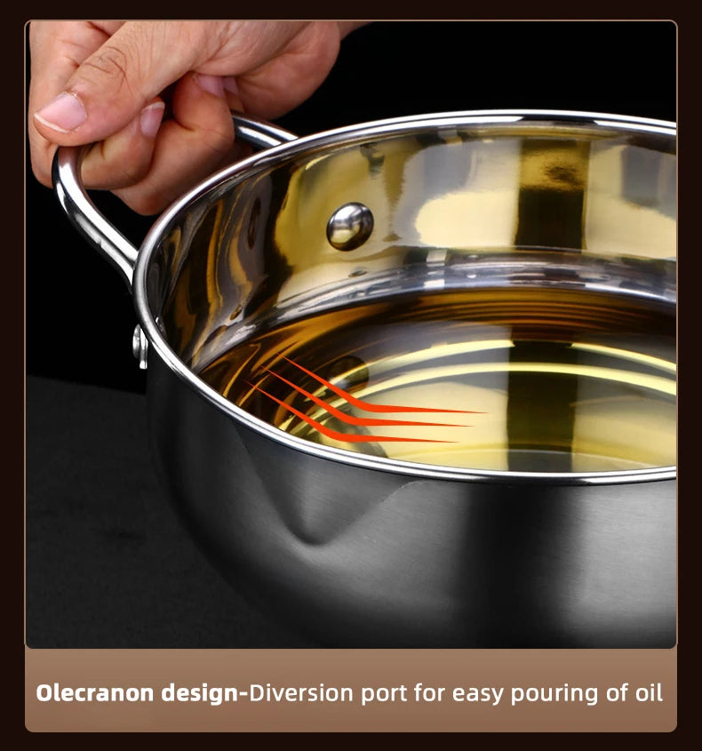Japanese Deep Frying Pot With A Thermometer And A Lid Fryer Pan 304 Stainless Steel Kitchen Tempura Oil Frying Pan Fryer