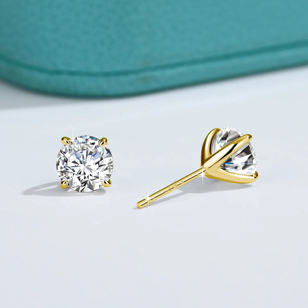 Solid 14K Gold Filled 4 Prong D Color Moissanite Stud Earrings for Women Wedding Diamond Ear Studs Fine Jewelry Birthday Gift