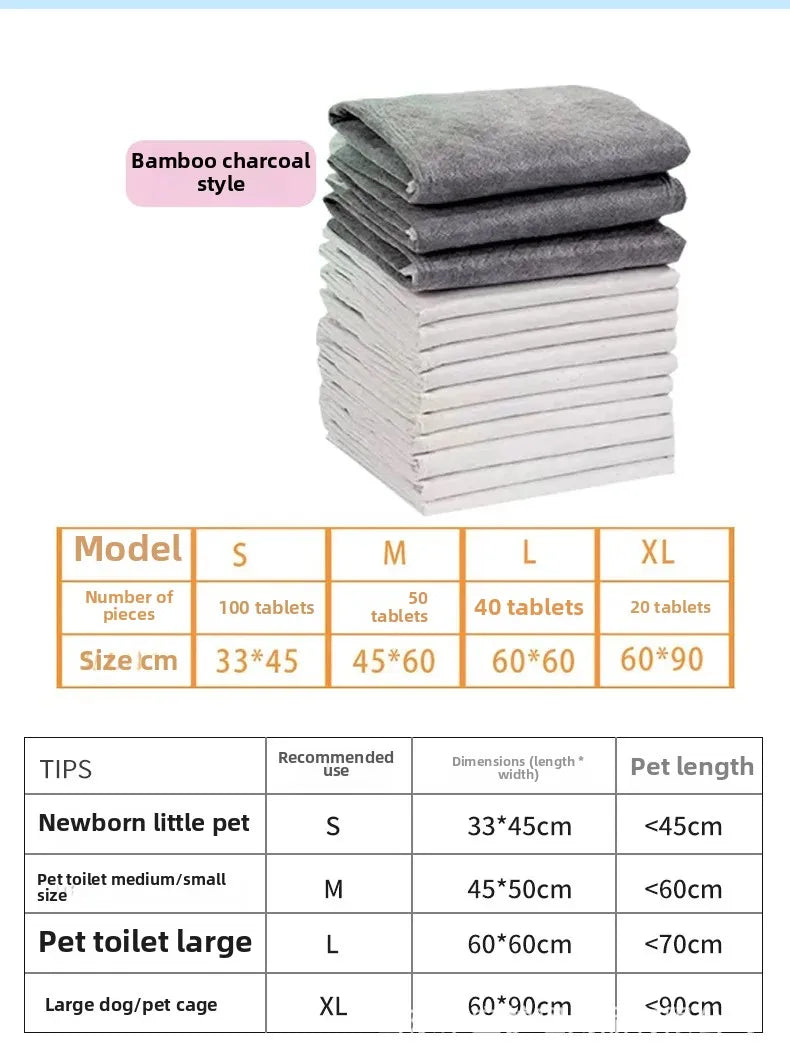 Thickened Bamboo Charcoal Pet Urine Pad Disposable Diaper for Dogs And Cats Absorbent Water Proof Mat Eco Friendly Pet Supplies