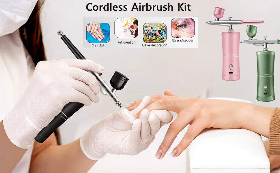 Airbrush for Paint Cake Makeup Cordless Airbrush Sprayer Gun 0.3mm Nozzles Handhold Portable Airbrush Nail Kit with Compressor