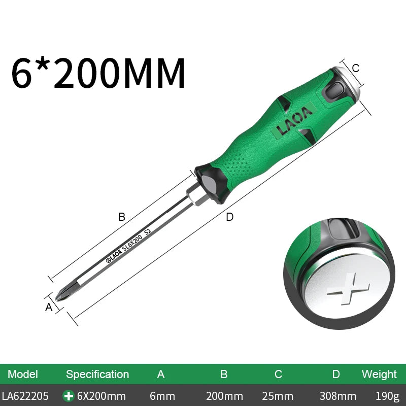1pcs LAOA Magnetic Screwdriver Phillips Slotted Screwdrivers Set Hardness 58HRC Alloy Steel with Tap Knock Function