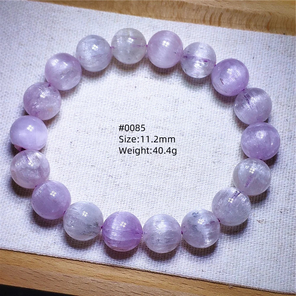 Natural Purple Kunzite Clear Round Beads Bracelet Jewelry Women Men Colorful Kunzite Bracelet Cat Eye Women Men AAAAAA