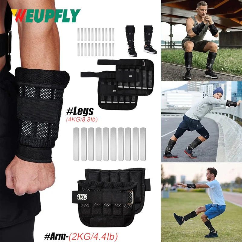 1Pair Adjustable Wrist Ankle Weights, Removable Arm & Leg Weight for Men & Women, Fitness, Strength Training, Running, Walking