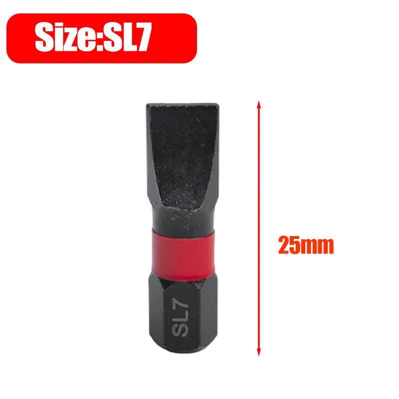 Slotted crewdriver Bit Hex Shank Magnetic Flat Head Bits 1/4" S2 Steel Screw Driver Bit for Power Tools SL3/SL4/SL5/SL6/SL7