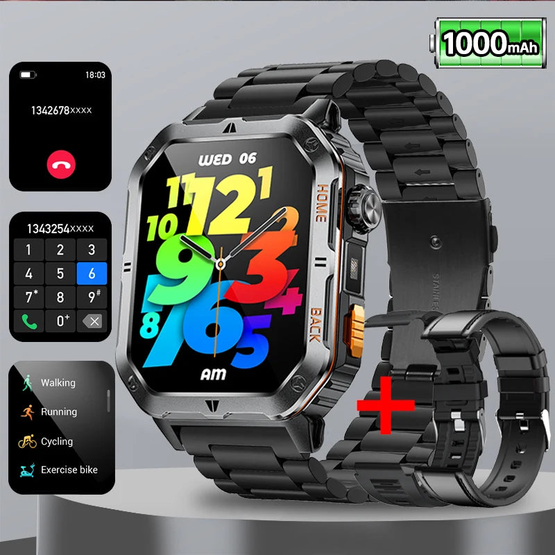 2025 New Smart Watch Men 1000mAh Ultra Large Battery 3ATM Professional Waterproof 2.01" HD Display Outdoor GPS Sports Smartwatch