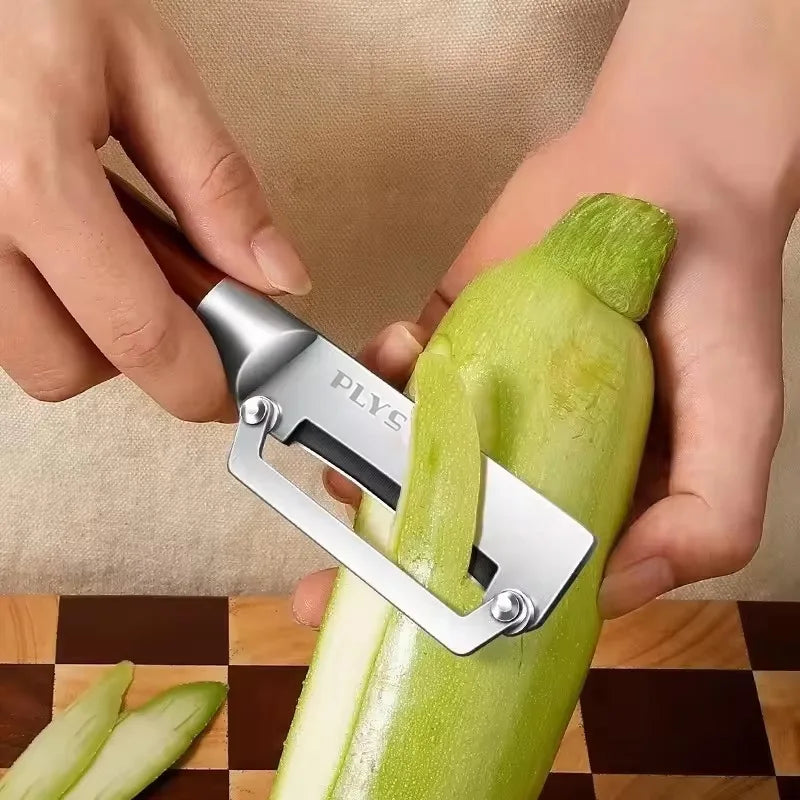 Stainless Steel Kitchen Peeler Multi-Function Kitchen-Specific Peeler for Slicing Fruit and Vegetables with Wooden/ Steel Handle
