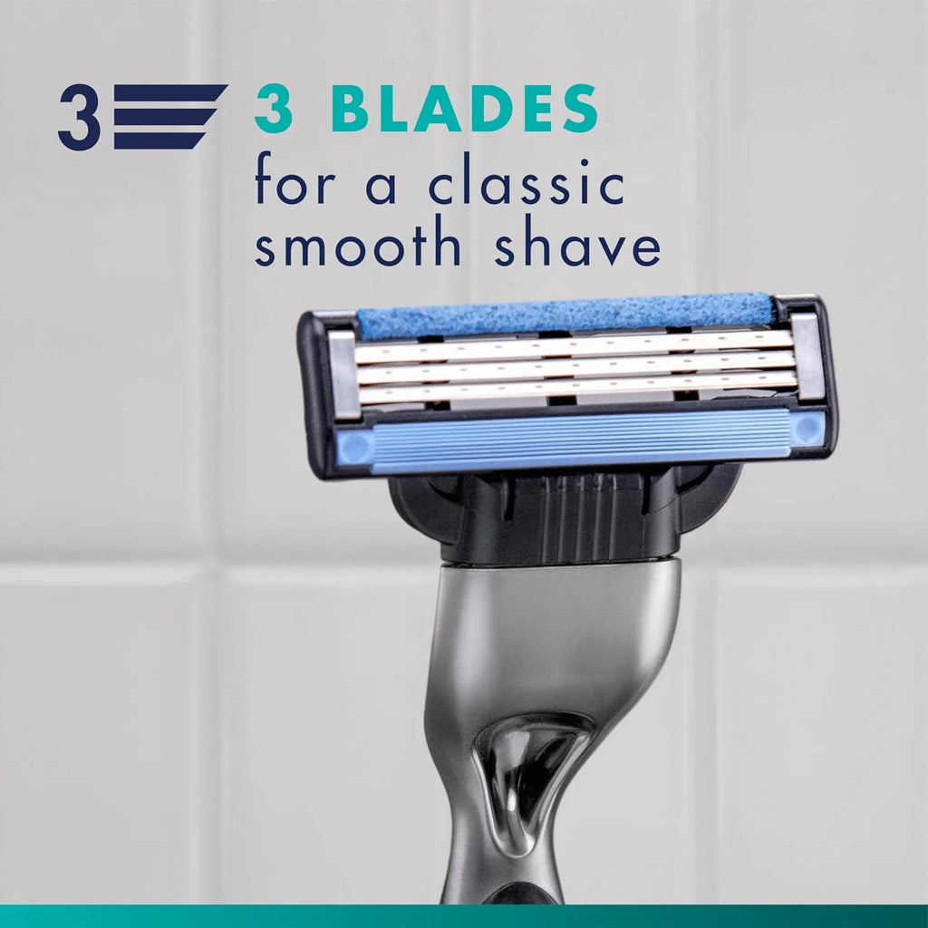 Gillette Mach3 Shaving Razor for Men,1 Razor Gillette 3-Blade Handle for Men’s Grooming,5 Razor Blade Refills,Lubrication Strip