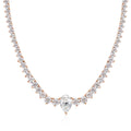 KNOBSPIN GRA Certified Moissanite Tennis Necklace with 4ct Pear Cut Pandent Solid 925 Silver Wedding Tennis Necklaces for Women