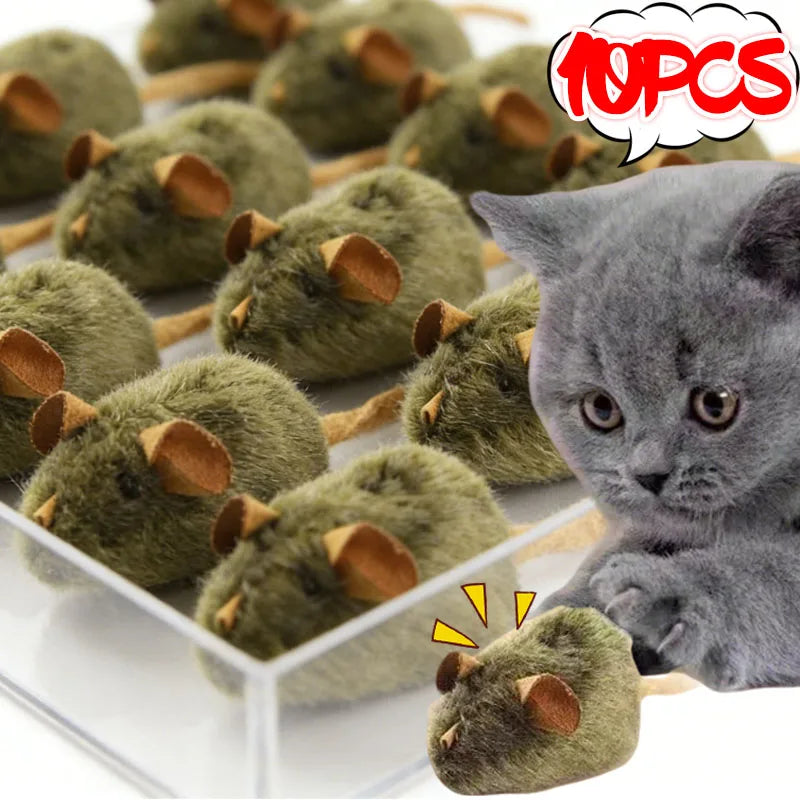 10/1PCS Interactive Mouse Plush Cat Chew Toy Squeaky Imitation Mice Bite-resistant Kitten Toy Interactive Plush Cat Toy Supplies