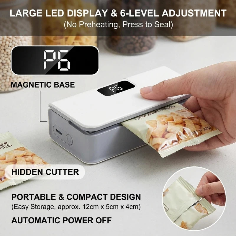 2026New Mini Plastic Bag Sealer Heat Bag Sealing Machine Handheld Rechargeable Food Packaging Thermal Sealer for Kitchen Use