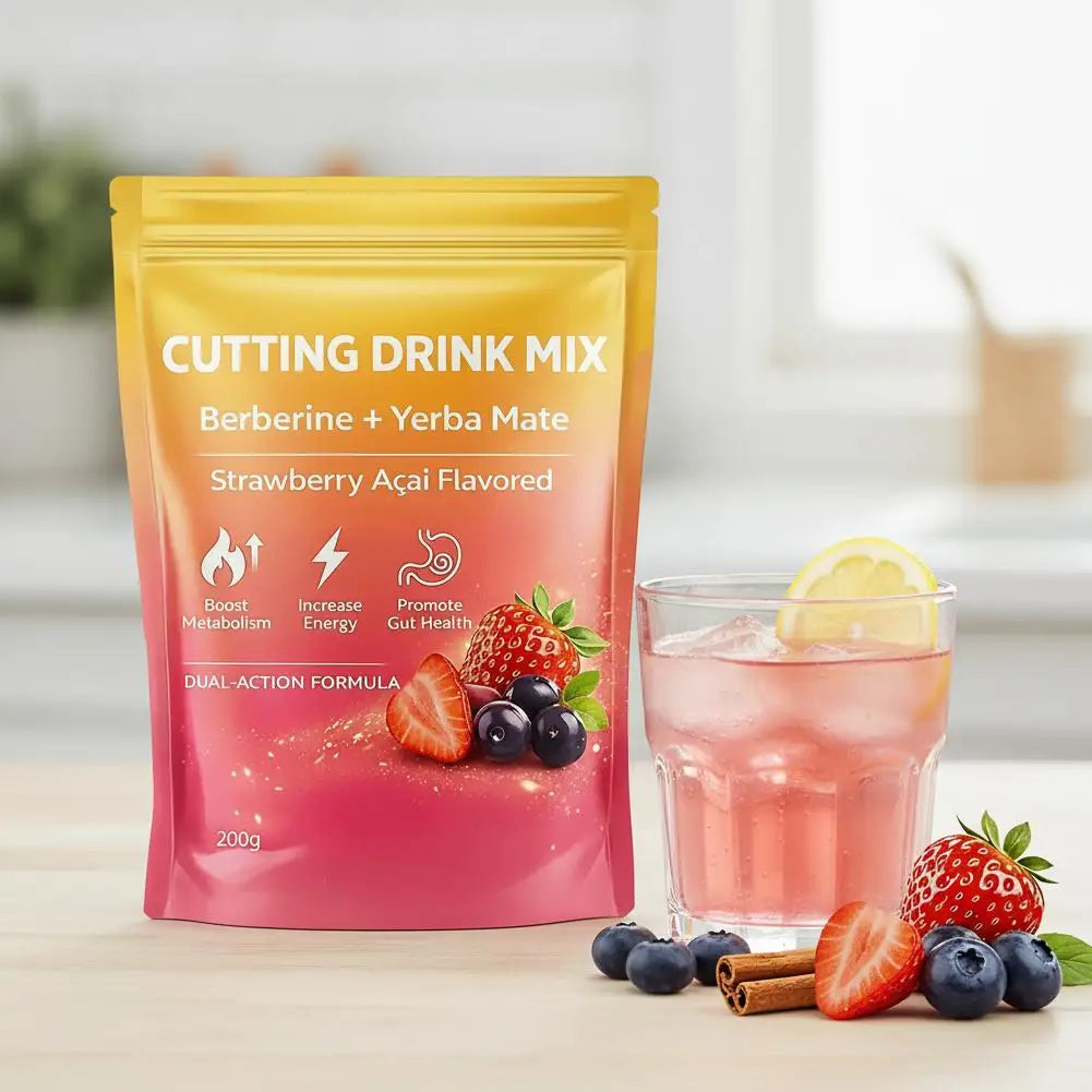 200g Berberine Mate Tea Plant Based Energy Weight Loss Drink Powder Cutting Drinking Mix Berberine+ Yerba Strawberry Acai Flavor