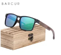 BARCUR Men's Sunglasses for Men Brand Designer Natural Walnut Wood Sun Glasses Women Polarized Eyewear UV400 Eyewear Oculos