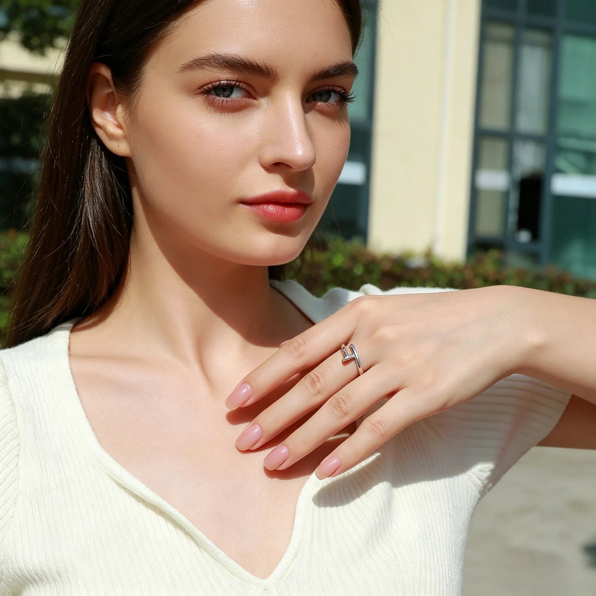 0.06CTW Moissanite Ring S925 Sterling Silver Stackable Finger Ring for Women Jewelry