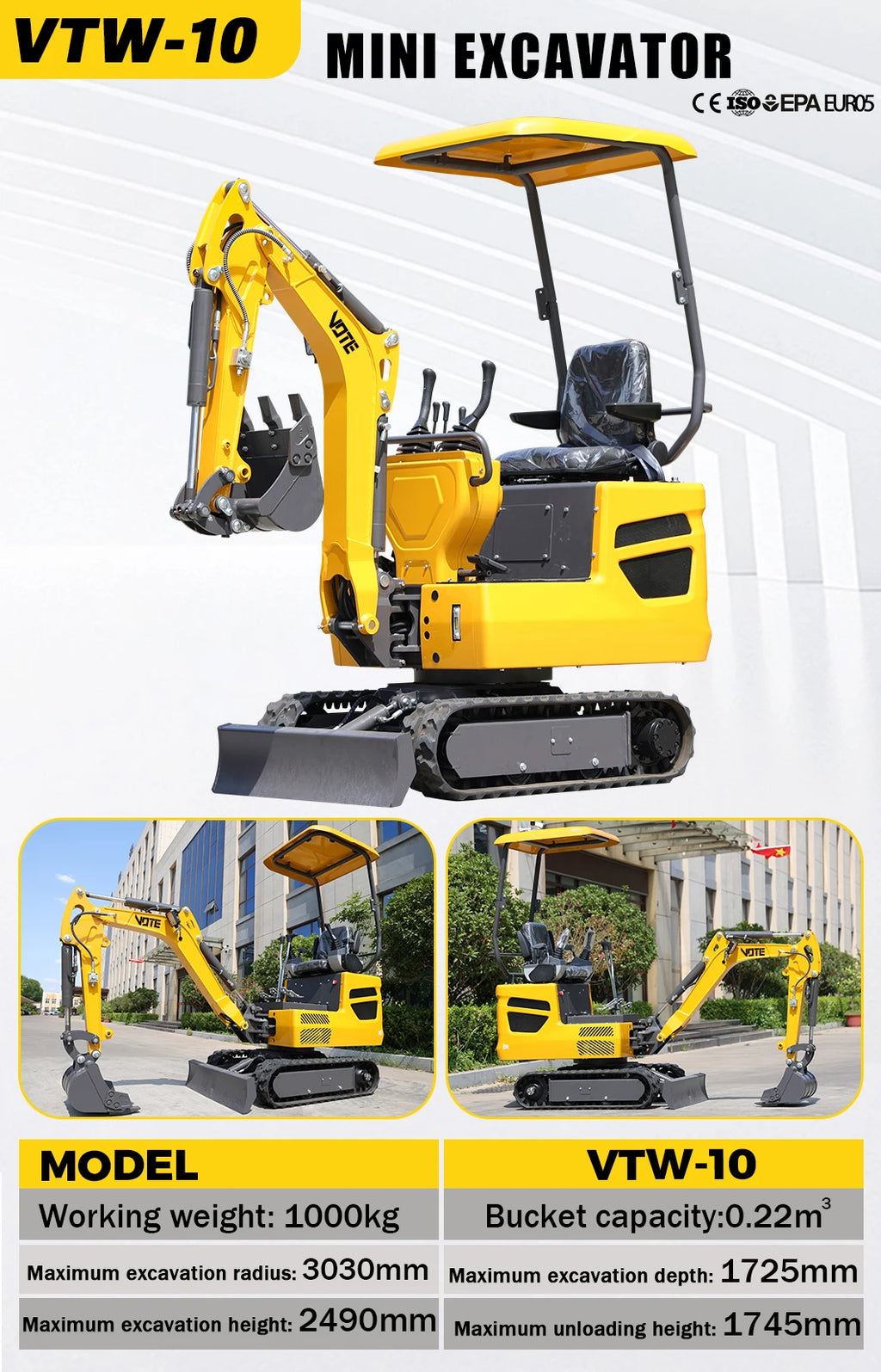 Best selling 1 ton 1.2 ton 1.6 ton 2 ton mini excavator multi functional hydraulic crawler customizable  gardening applications
