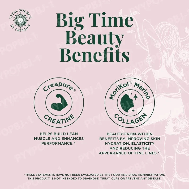 Creatine & Collagen Powder Stick Packs Supports Strength Recovery & Skin Health – Daily Nutrition Supplement  20Servings Per Bag