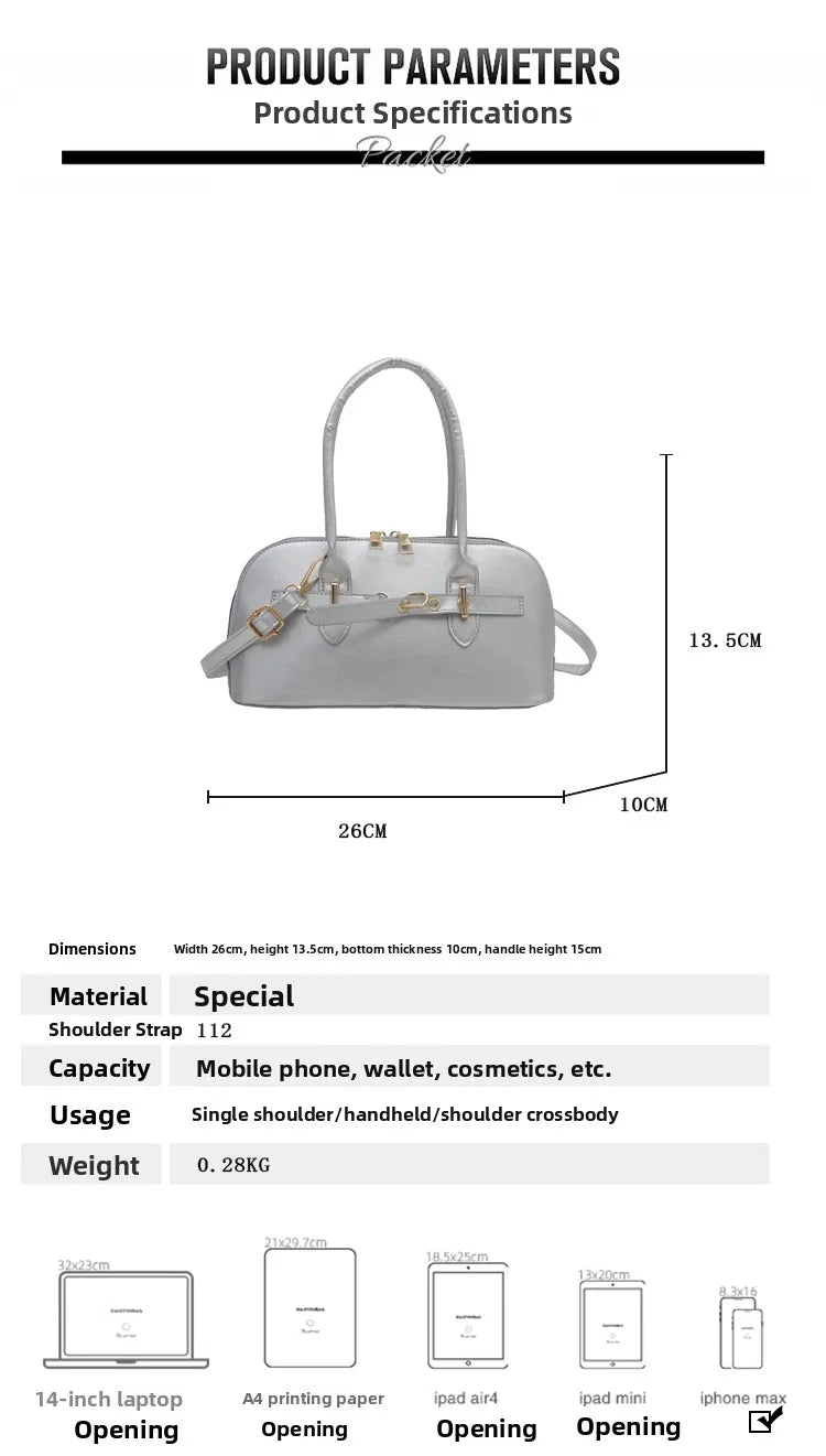 Modern  Shaped Women's Handbag Crossbody Commuter Bag Fashionable Retro Bowling Bag Soft Handle Polyester