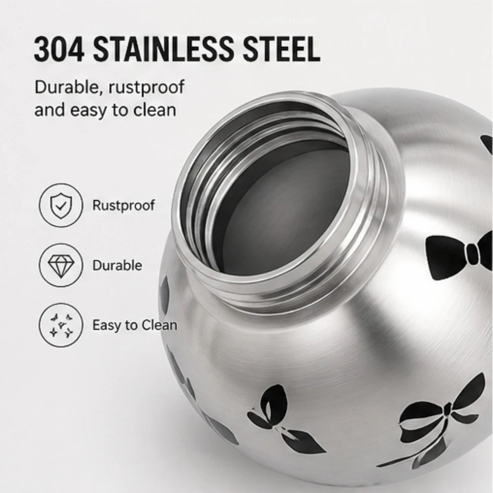 Foldable Stainless Steel Pet Water Bottle Spherical Design Portable Bowl for Small Pets Outdoor Daily Feeding and Drinking