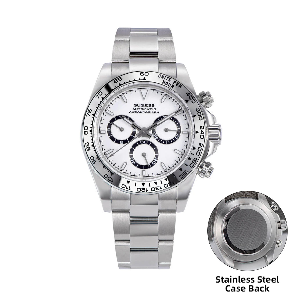 Sugess Diving Mens Watch Panda Automatic Mechanical Chronograph Peacock SL4801 Movement Wristwatch Waterproof Ceramic Bezel New