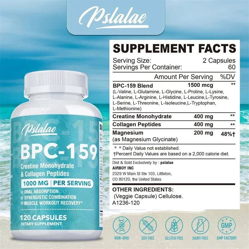 BPC-159 Peptide Capsules - Post-Workout Recovery, Relieve Muscle Soreness, for Bone and Joint Health, Sports Nutrition Diet