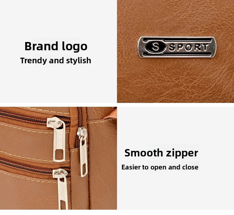 Simplified Soft Leather Crossbody Bag Fashionable Single Shoulder Bag Men's New Model Outdoor Travel Large Capacity Backpack