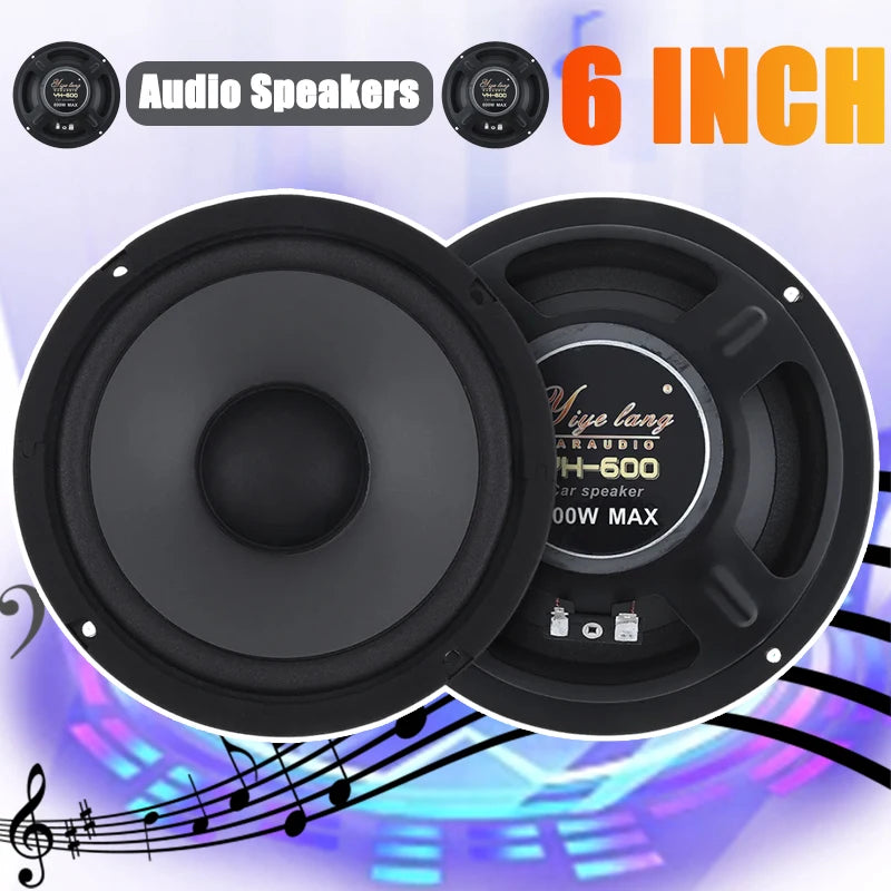 6 Inch Car Speakers 600W HiFi Coaxial Subwoofer Universal Automotive Audio Music Full Range Frequency Car Stereo Speaker