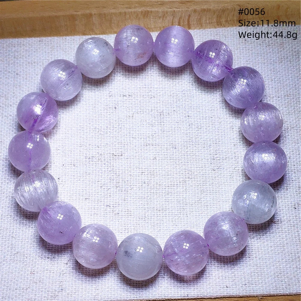 Natural Purple Kunzite Clear Round Beads Bracelet Jewelry Women Men Colorful Kunzite Bracelet Cat Eye Women Men AAAAAA