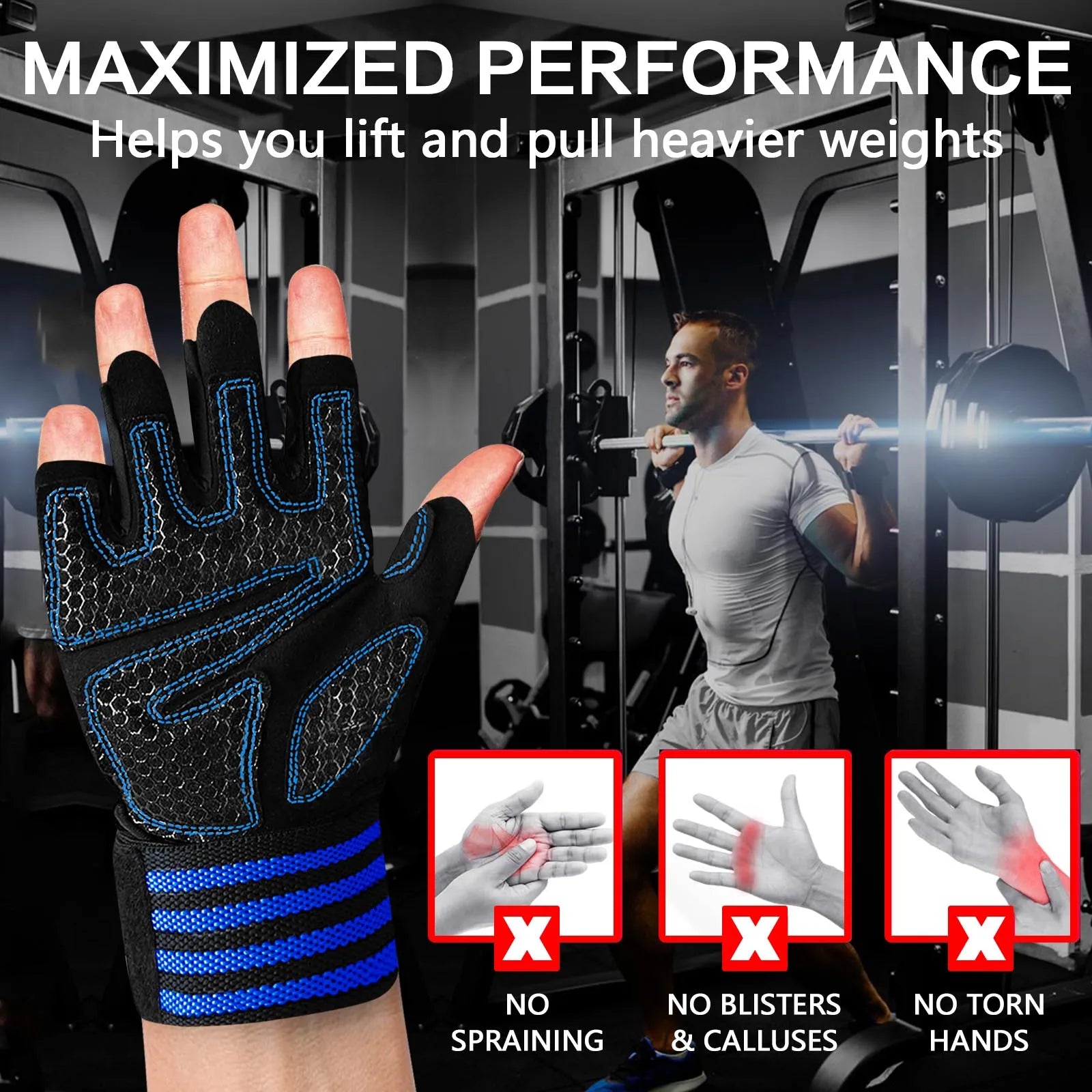 Weight Lifting Gloves Men Women Half Finger Gel Full Palm Protection Gym Glove Fitness Workout with Wrist Support Drop Shipping