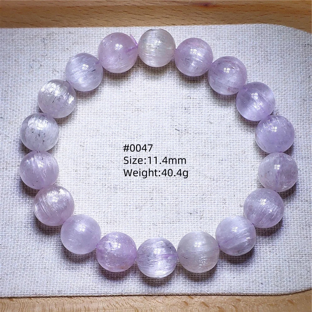 Natural Purple Kunzite Clear Round Beads Bracelet Jewelry Women Men Colorful Kunzite Bracelet Cat Eye Women Men AAAAAA