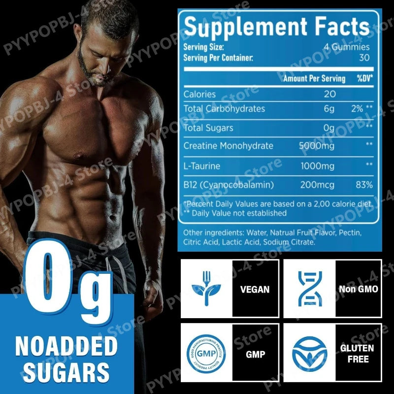 Creatine Monohydrate Gummies for Men & Women-5g of Creatine Monohydrate Per Serving- Help Increase Strength and Build Muscle